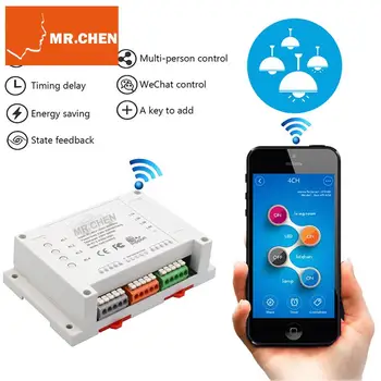 Časovnik App Remote Control Wifi Svetlobe Smart Stikalo za Led Svetilke 1500W/10A/Banda 4 Kanali Elektronsko Stikalo za IOS, Android Alexa Prilagodite