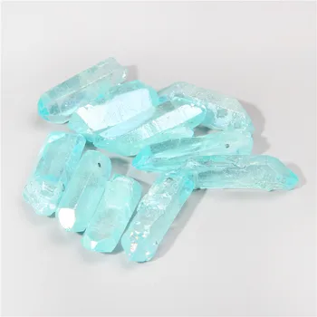 10pcs Modra Polirani Quartz Crystal Držijo Vrh Izvrtane Točke Obesek Kroglice Raw Kristalno Gem Kamen Palico Svoboden Kroglice za DIY Nakit