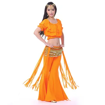 2019 Nov Slog Ples Trebuh Kostum Seksi Ples žensk v Indiji, ples, oblačila, ki bellydance Indijski obrabe 12color 3pcs Vrh&Pasu severne Hlače