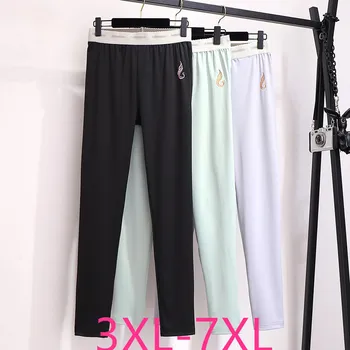 2021 pomlad jesen plus velikost svinčnik hlače za ženske velika slim priložnostne elastični pas, dolge športne hlače sivo zelena 5XL 6XL 7XL