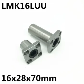 2pcs LMK16LUU za 16 mm gred linearnih ležajev kvadratno prirobnico kroglični ležaj bush 16x28x70 mm LMK16 Brezplačna Dostava