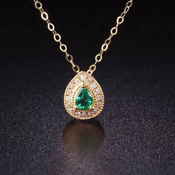 ANI 18K Rumeno Zlato (AU750) Smaragdno Ženske Angažiranosti Poročni Nakit Set Naravni Diamant Prstan Ogrlica Poročni Obeski, Uhani