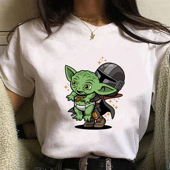 Baby Yoda Majica s kratkimi rokavi Moški Ženske Poletje Moda Priložnostne Mandalorian Natisnjeni T-shirt Kratek Rokav Disney TV serije Harajuku Slog Tee
