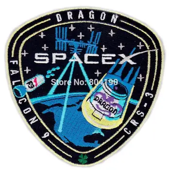 CRS-3 VERODOSTOJNO SPACEX Naloga ZMAJ FALCON 9 ISS Kul TOVORA RESUPPLY Vezene nalepke za šivanje-na Obliž