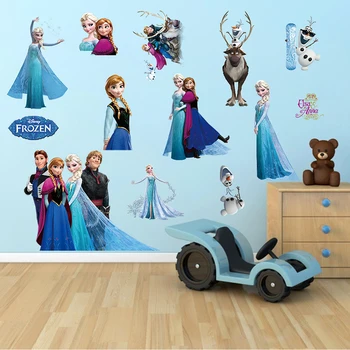 Disney Sven Olaf Kristoff Hans Ana Elsa Princesa Zamrznjene Stenske Nalepke Otroci Dekle Spalnica dodatki za Dom Dekoracija
