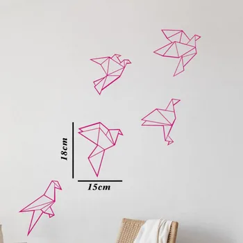 DIY, ki Plujejo pod Ptice Vinil Stenske Nalepke Pet Origami Ptic Umetnosti Zidana Nalepke za dnevno Sobo, Otroci Soba Dekor