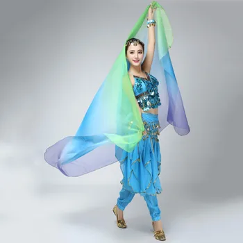 Gradient Tančico Šal Obraz Šal Ženske Ples Trebuh Bollywood Kostum Svila-kot Nova