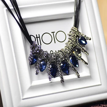 Knock Visoke Kakovosti Nov Modni Obesek Ogrlice Za Ženske Izjavo Ogrlica hot-prodaja priporočljivo, Temno modro ogrlico