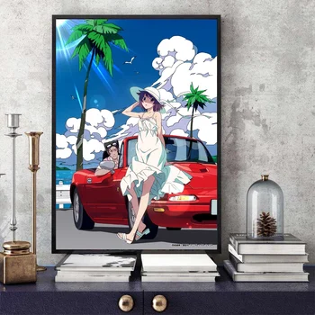 Monogatari Serije Senjougahara Anime Plakat Platno, Tisk Doma Dekor Wall Art Dekor Brez Okvirja