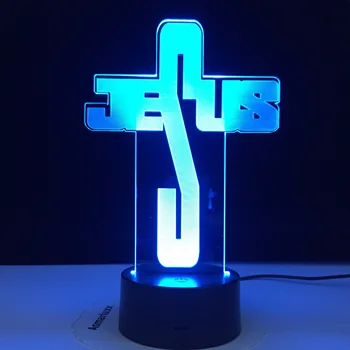 Novi Jezus 3d Lučka Akril na Dotik Stikala Pisane Namizno Svetilko Visual Gradient Visual Stereo Noč Svetlobe Za Otroke Novo Leto Darilo