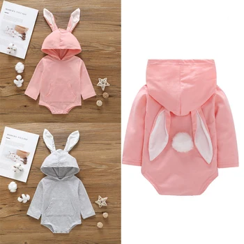 Srčkan Baby Toddler Fantje Dekleta Obleka Z Dolgimi Rokavi Jumpsuit Velikonočni Obleko Set